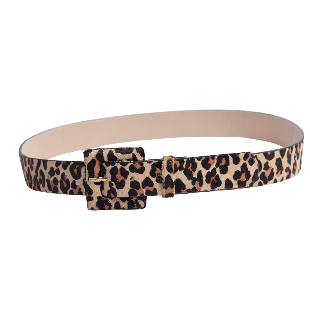 Cinturón Print Leopardo Hebilla Cuadrada